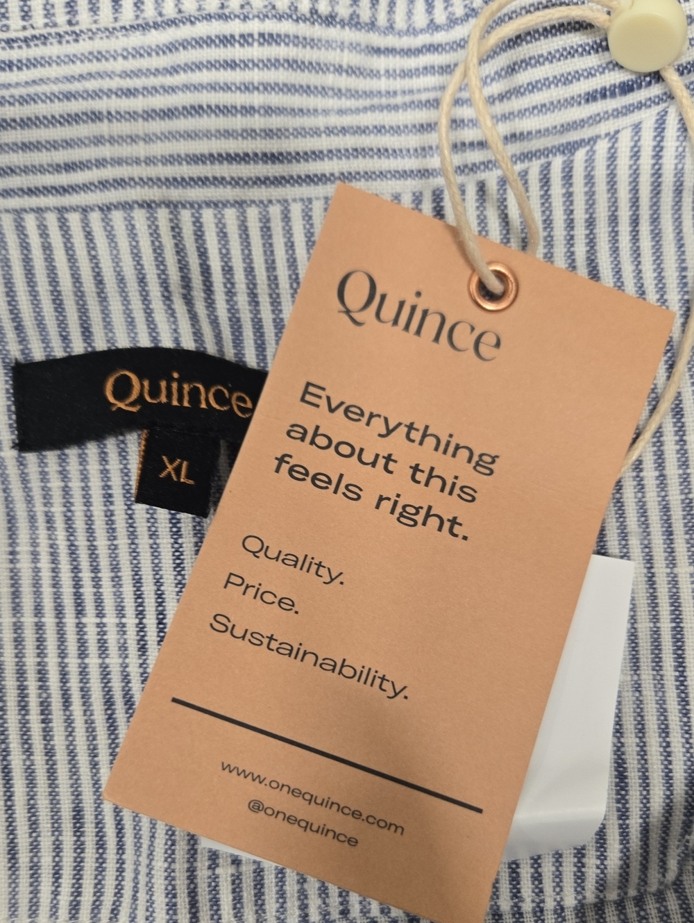 Quince-NWT-100% European Linen Button Front Dress in Blue Pin Stripe-Size XL - Picture 16 of 16